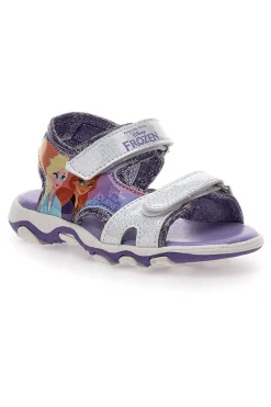 Lila und silberne Sandalen mit Klettverschluss, Frozen 17308