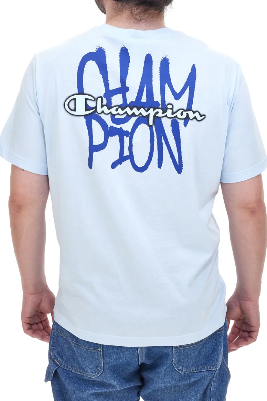 Maglia a Maniche Corte Azzurra Con Stampa nel Retro Champion 22077