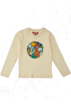 Maglia Bianca a Maniche Lunghe con Stampa Colorata PITT KIDS 6010