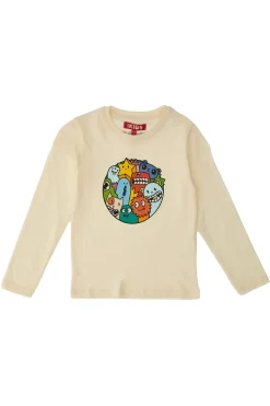 Maglia Bianca a Maniche Lunghe con Stampa Colorata PITT KIDS 6010