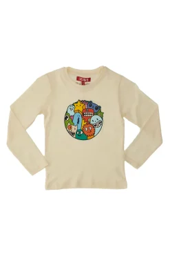 Maglia Bianca a Maniche Lunghe con Stampa Colorata PITT KIDS 6010