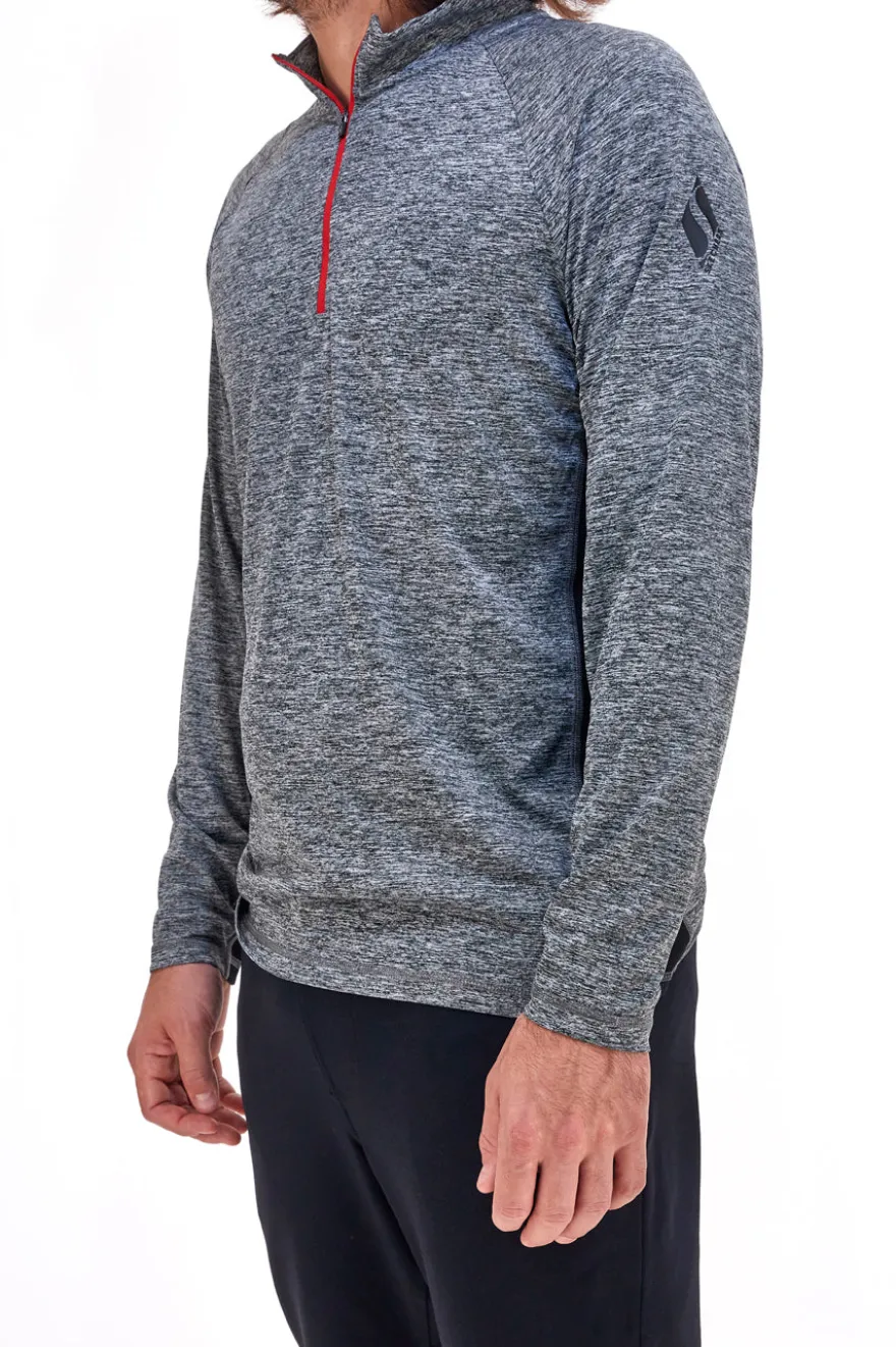 Maglia con Mezza Zip Grigio Melange Skechers Godri Charger Surge