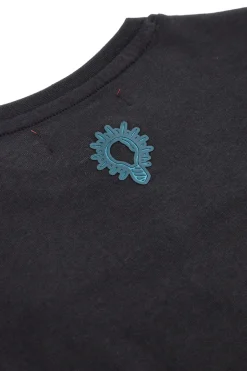 Maglia nera e verde con stampa scientifica in cotone Pitt Kids PT-KT-8026