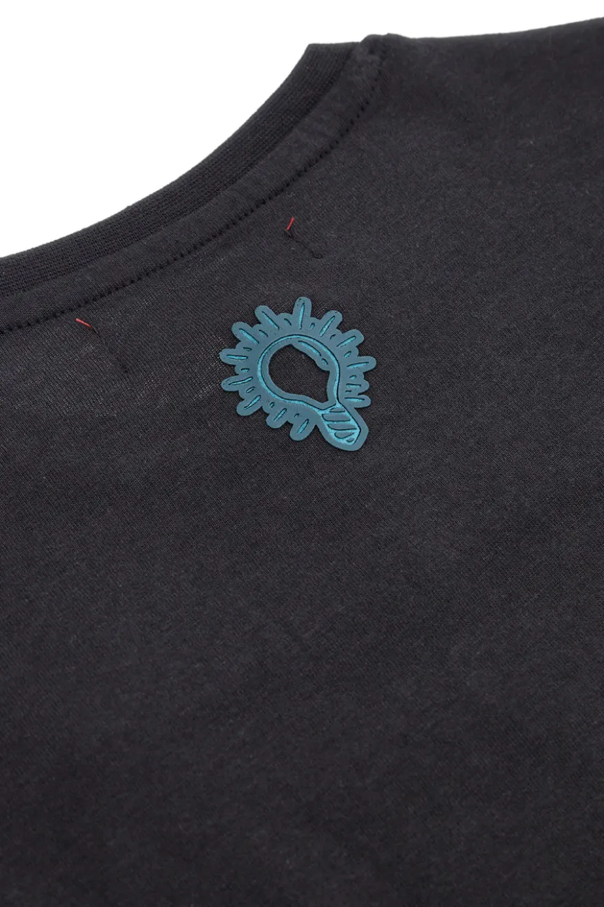 Maglia nera e verde con stampa scientifica in cotone Pitt Kids PT-KT-8026