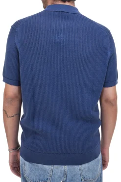 Maglia polo blu in cotone lavorato U.S. Golf Club US51228M