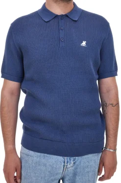 Maglia polo blu in cotone lavorato U.S. Golf Club US51228M