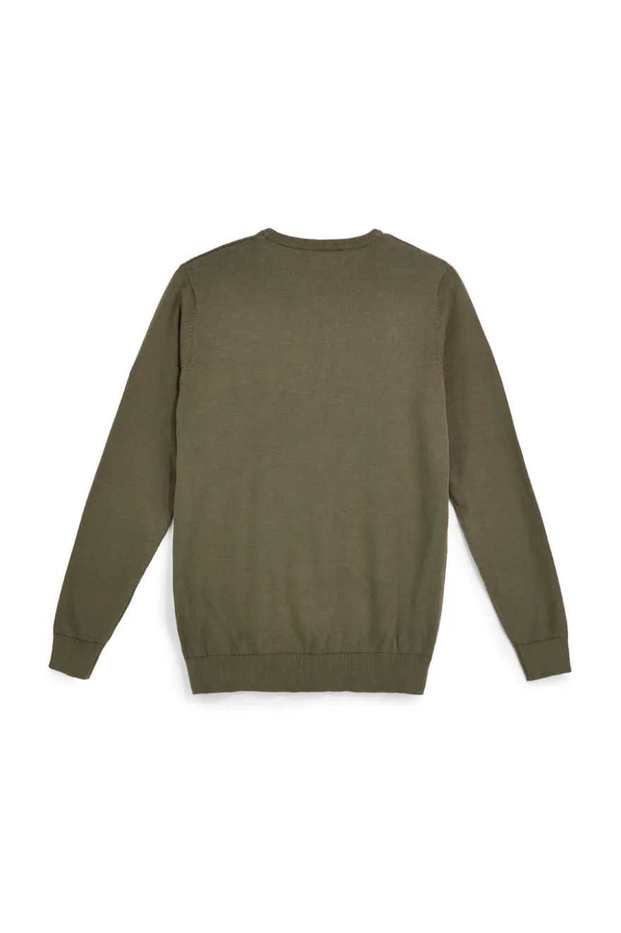 Maglia verde a maniche lunghe girocollo Sevenoaks Nby01