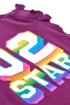 Maglia Viola Girocollo con Stampa Olografica PITT KIDS 6035