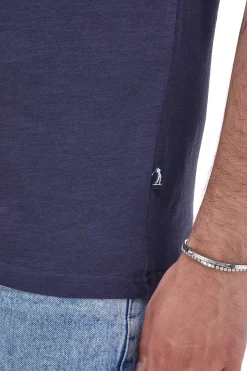 Maglietta blu navy girocollo con logo ricamato rosso U.S. GOLF CLUB TS1100