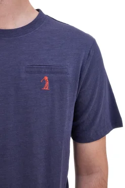 Maglietta blu navy girocollo con logo ricamato rosso U.S. GOLF CLUB TS1100