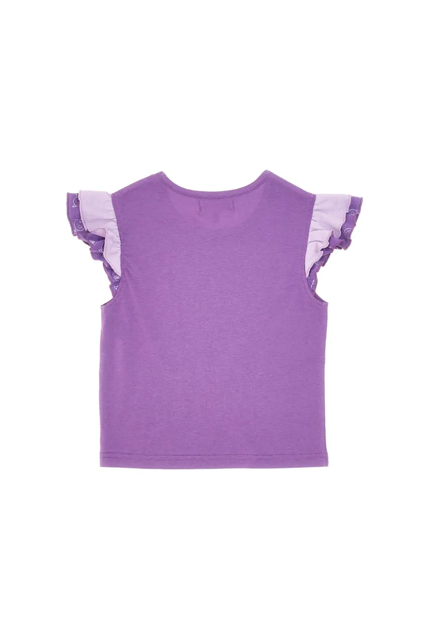 Maglietta Girocollo con Maniche s Sbuffo Viola PITT KIDS PT-K-T-7026