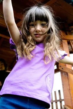 Maglietta Girocollo con Maniche s Sbuffo Viola PITT KIDS PT-K-T-7026