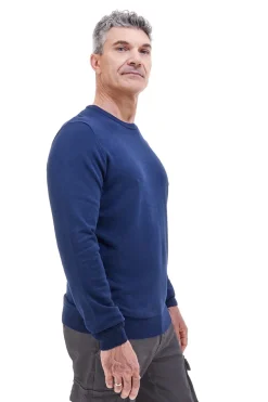 Maglione blu girocollo in maglia fine Sevenoaks 8020