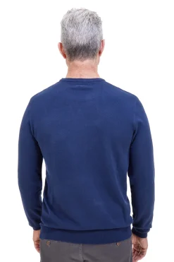 Maglione blu girocollo in maglia fine Sevenoaks 8020