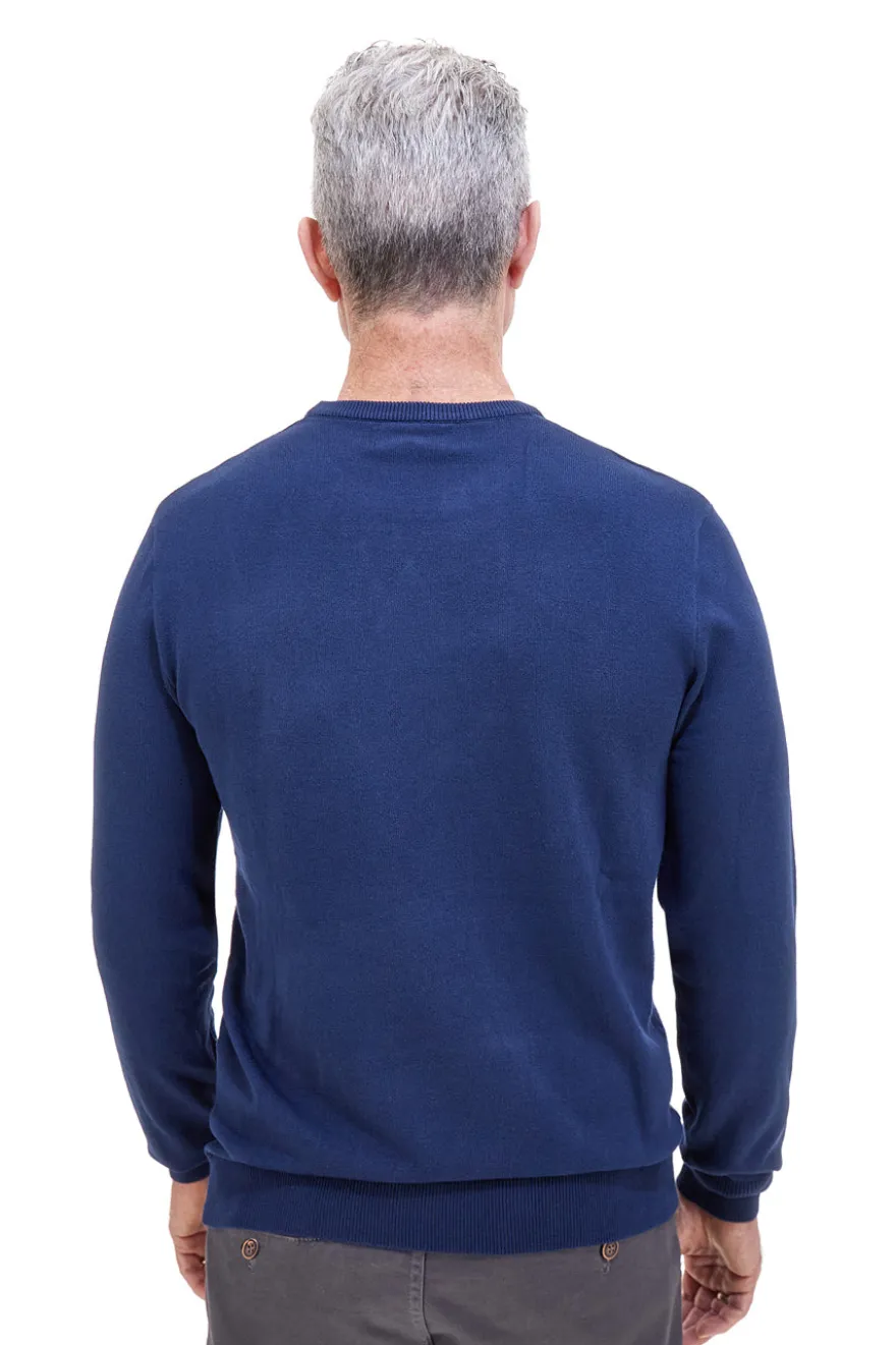Maglione blu girocollo in maglia fine Sevenoaks 8020