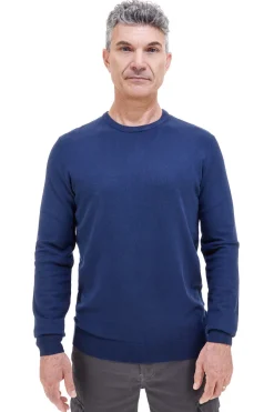 Maglione blu girocollo in maglia fine Sevenoaks 8020