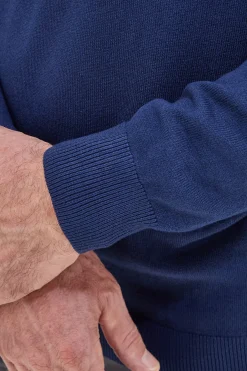 Maglione blu girocollo in maglia fine Sevenoaks 8020