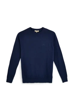 Maglione in cotone blu girocollo Sevenoaks Nby01
