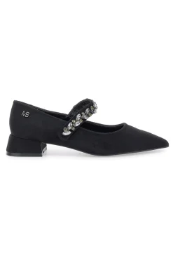 Mariella Burani 51680 schwarze Stoffpumps mit Schmucksteinriemen