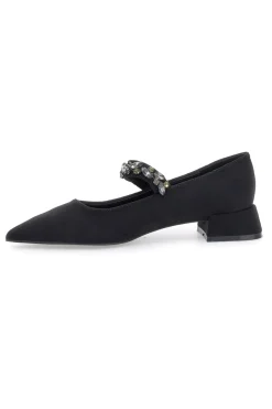 Mariella Burani 51680 schwarze Stoffpumps mit Schmucksteinriemen