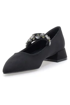 Mariella Burani 51680 schwarze Stoffpumps mit Schmucksteinriemen