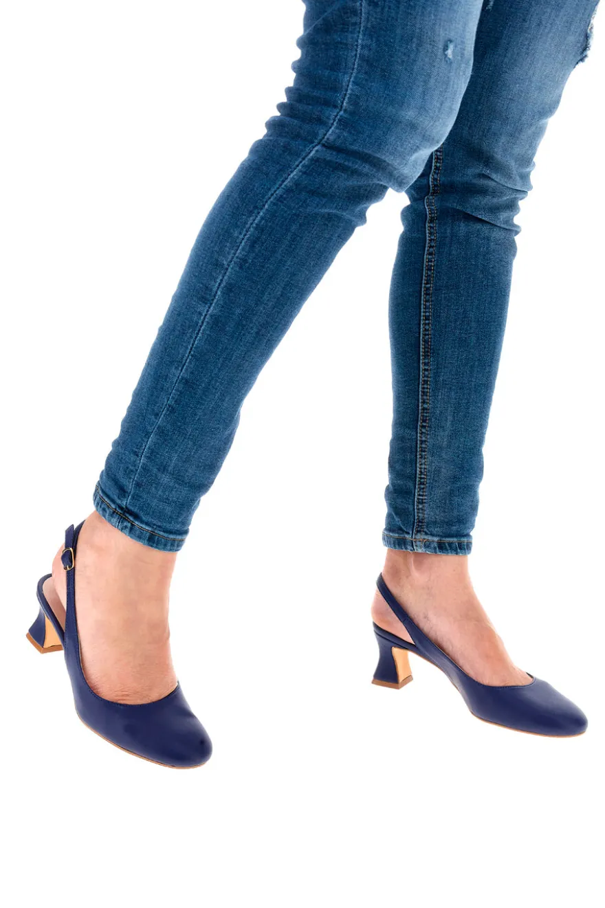Marineblaue Slingback-Pumps mit niedrigem Absatz PITTARELLO GLAM 3608