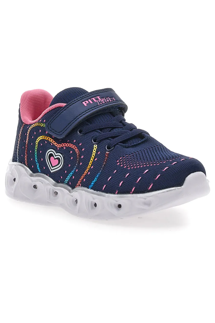 Marineblaue und rosa Sneakers mit Lichtern PITT KIDS K23121