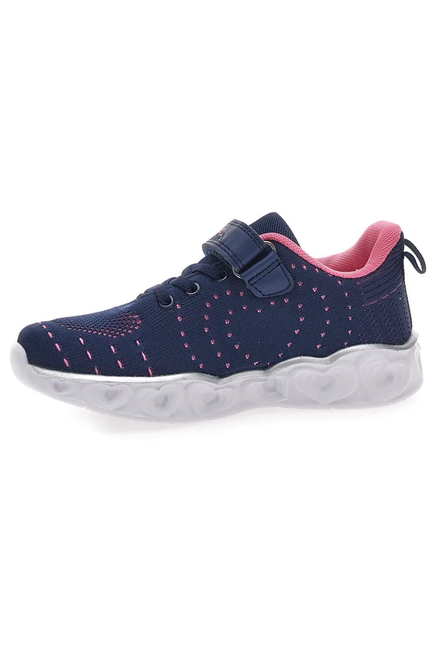 Marineblaue und rosa Sneakers mit Lichtern PITT KIDS K23121
