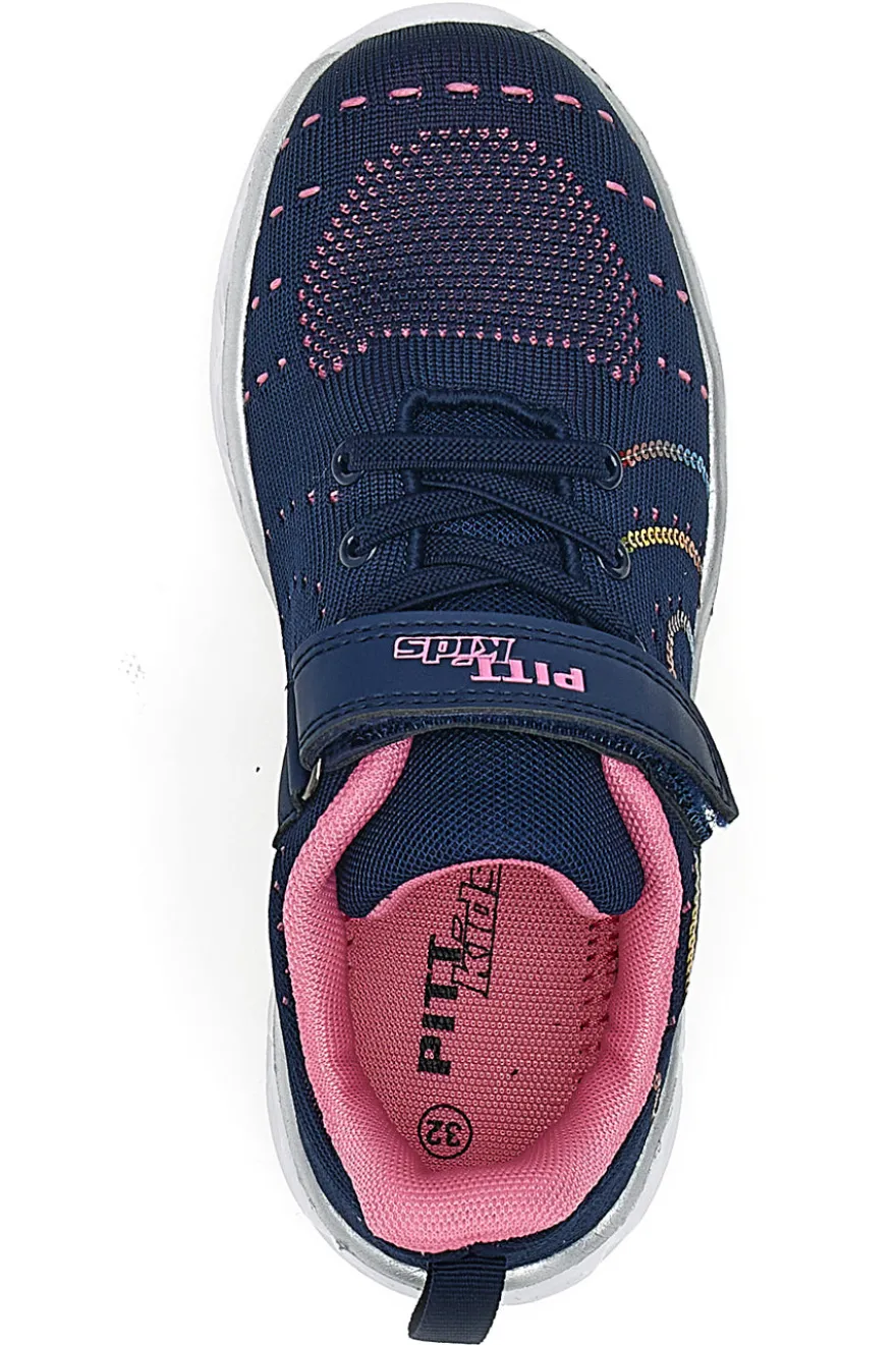 Marineblaue und rosa Sneakers mit Lichtern PITT KIDS K23121