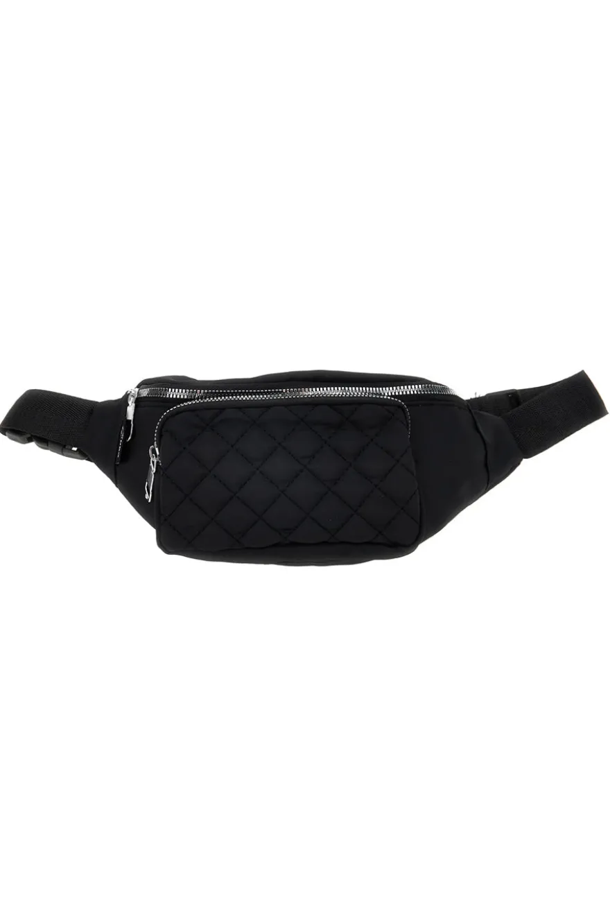 Marsupio nero trapuntato con tasche zip Indigeno metropolitano 8200-A
