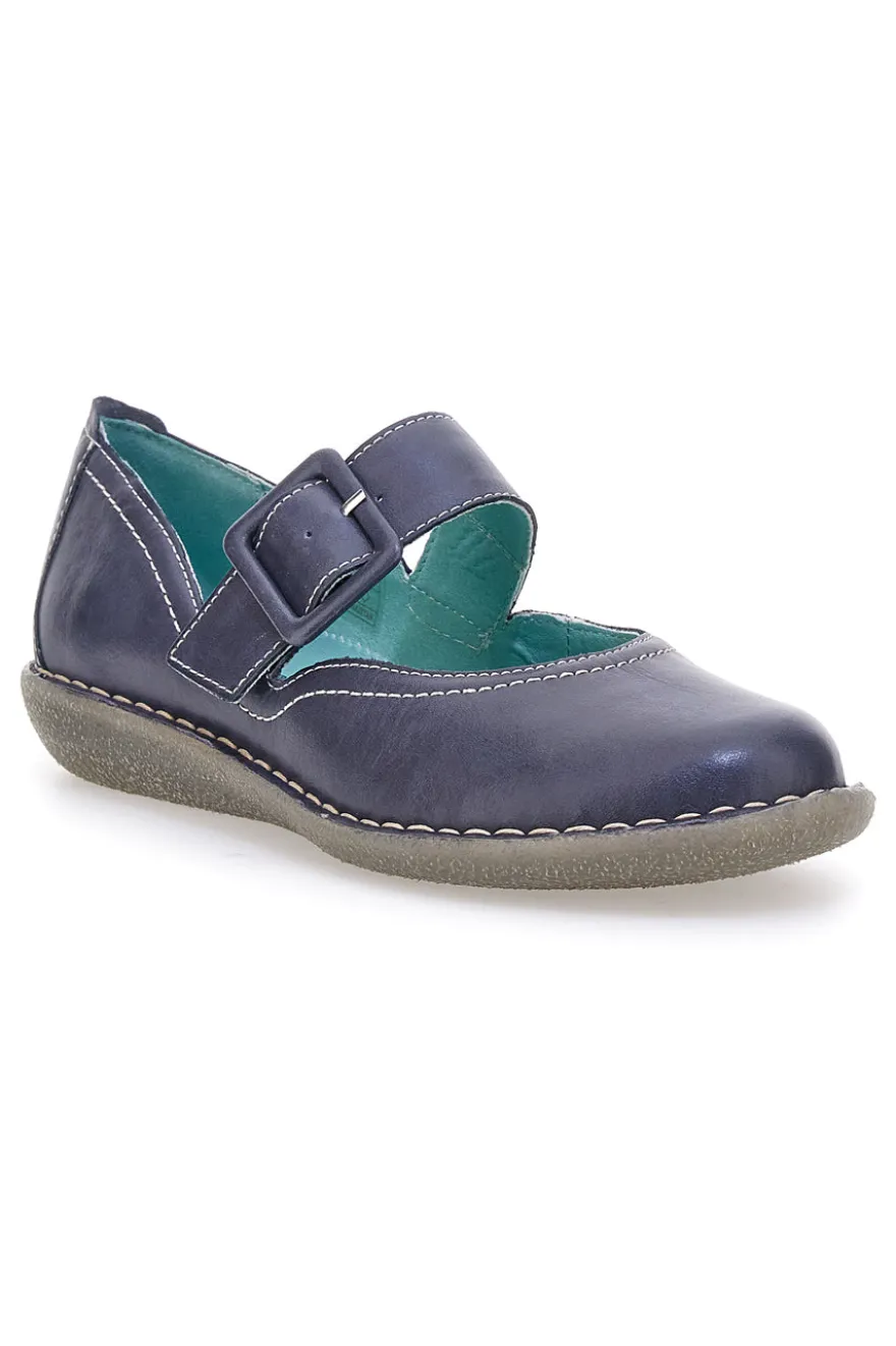 Mary Jane blu in vera pelle con cinturino Prima riga 24633AFRICA