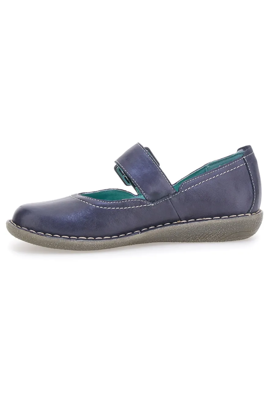 Mary Jane blu in vera pelle con cinturino Prima riga 24633AFRICA