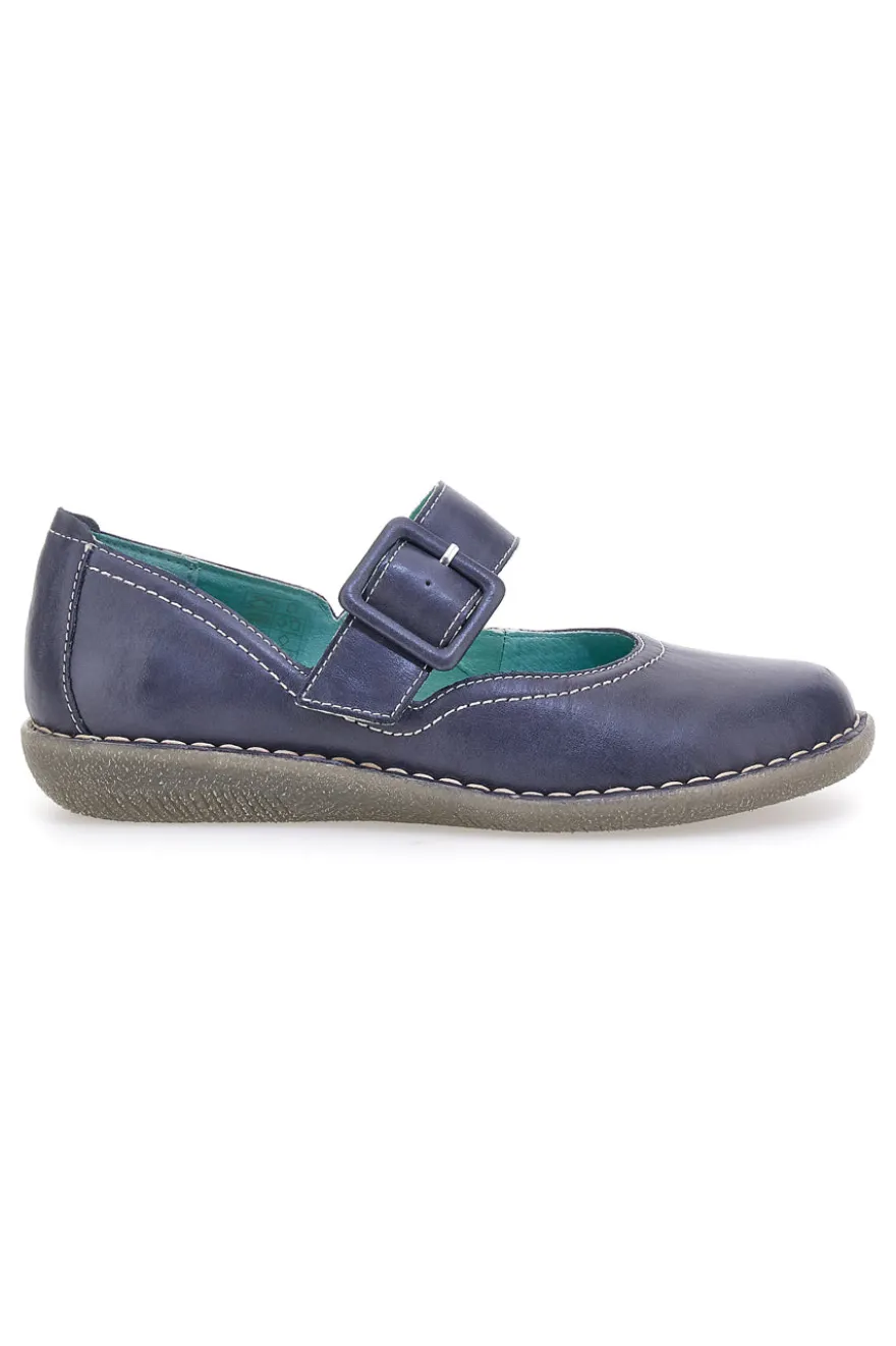 Mary Jane blu in vera pelle con cinturino Prima riga 24633AFRICA