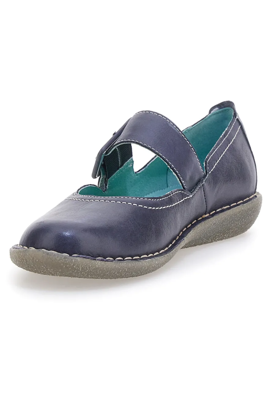 Mary Jane blu in vera pelle con cinturino Prima riga 24633AFRICA