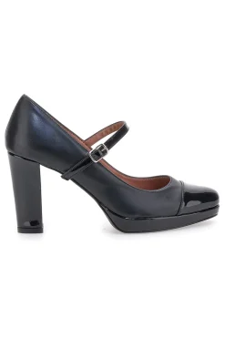 Mary Jane nere con punta tonda, cinturino e plateau Pittarello class 2567