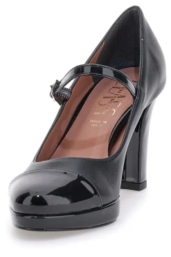 Mary Jane nere con punta tonda, cinturino e plateau Pittarello class 2567