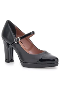 Mary Jane nere con punta tonda, cinturino e plateau Pittarello class 2567