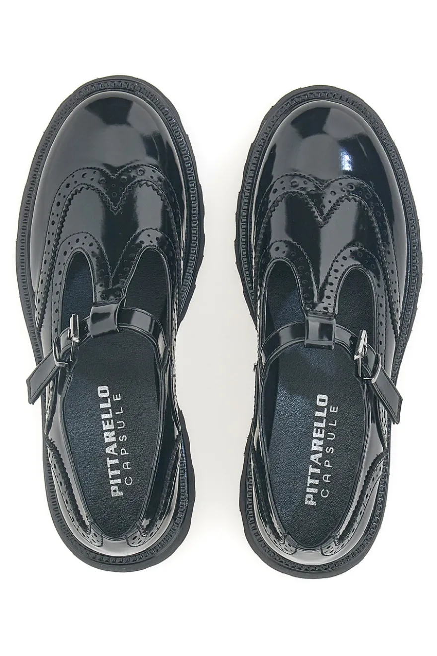 Mary Jane nere in vernice con fondo carrarmato Pittarello Capsule BT251123006