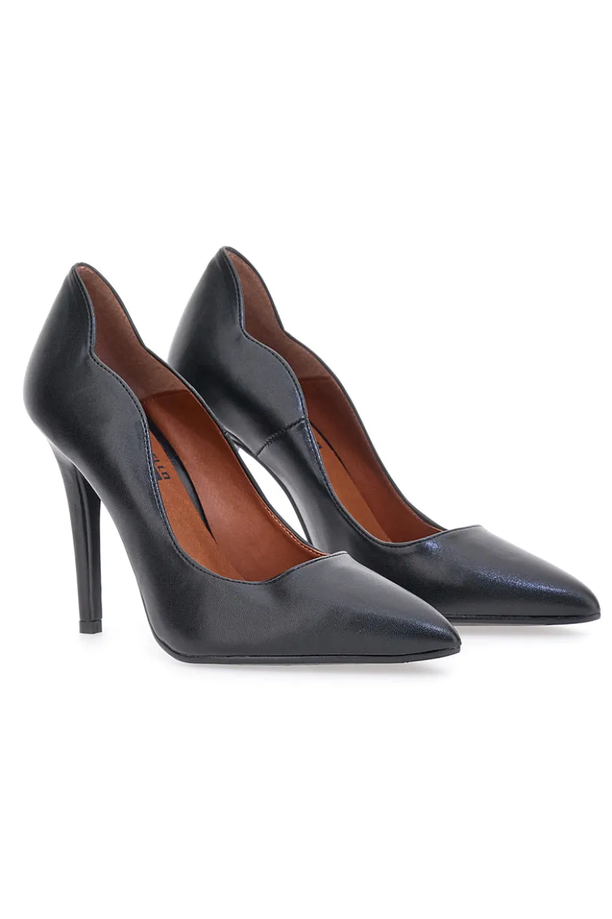 Mattschwarze Pumps, Absatz 11 cm, hergestellt in Italien, Pittarello Love 3478