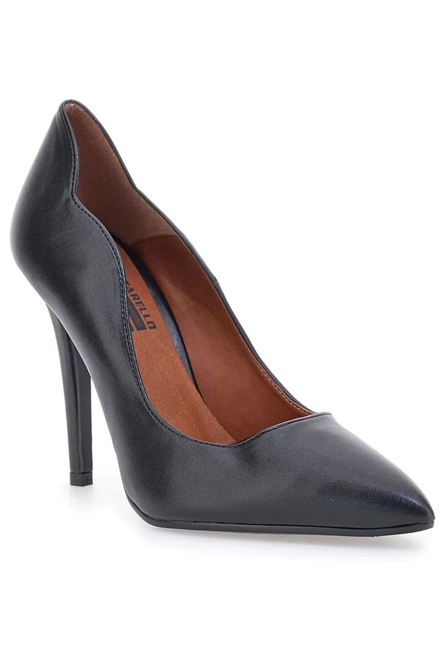 Mattschwarze Pumps, Absatz 11 cm, hergestellt in Italien, Pittarello Love 3478