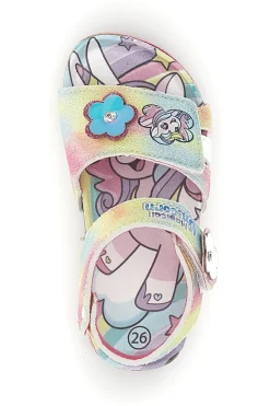 Mehrfarbige Sandalen mit schillernden Blumen und Riemenverschluss Unicorn S8010161T