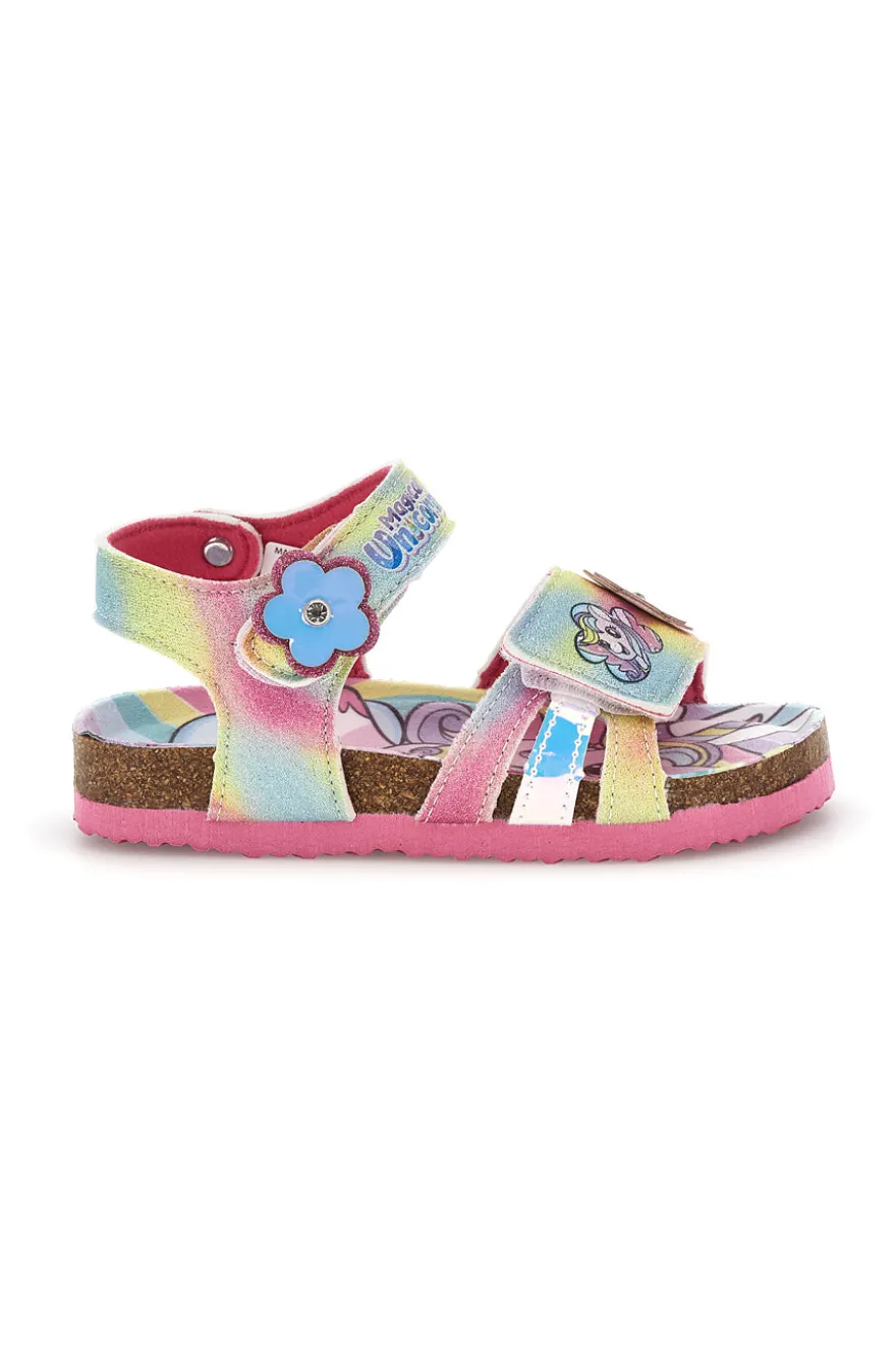 Mehrfarbige Sandalen mit schillernden Blumen und Riemenverschluss Unicorn S8010161T