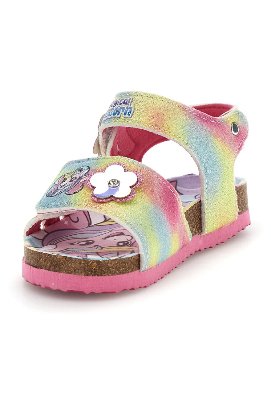 Mehrfarbige Sandalen mit schillernden Blumen und Riemenverschluss Unicorn S8010161T