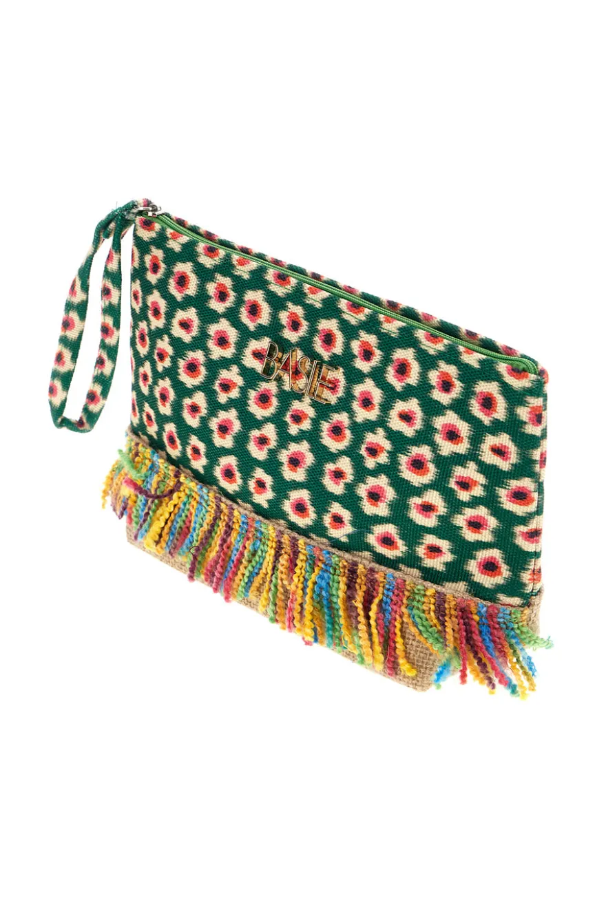 Mehrfarbige Strand-Clutch-Tasche mit Fransen Basile CLASSBA22218