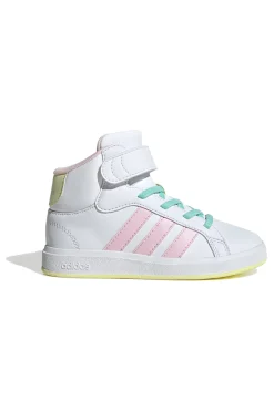 MID-CUT WEISSE SNEAKERS MIT BUNTEN DETAILS ADIDAS GRAND COURT MID K