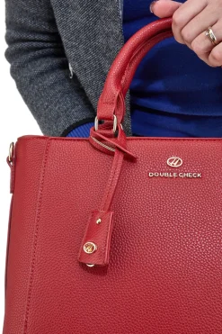 Mini Borsa a Tracolla Rossa con dettagli Dorati e Manico Rimovibile DOUBLE CHECK 18247-3