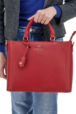 Mini Borsa a Tracolla Rossa con dettagli Dorati e Manico Rimovibile DOUBLE CHECK 18247-3