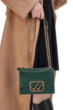 Mini Borsa a Tracolla Verde con dettagli Dorati e Manico Rimovibile Double Check 18244-1