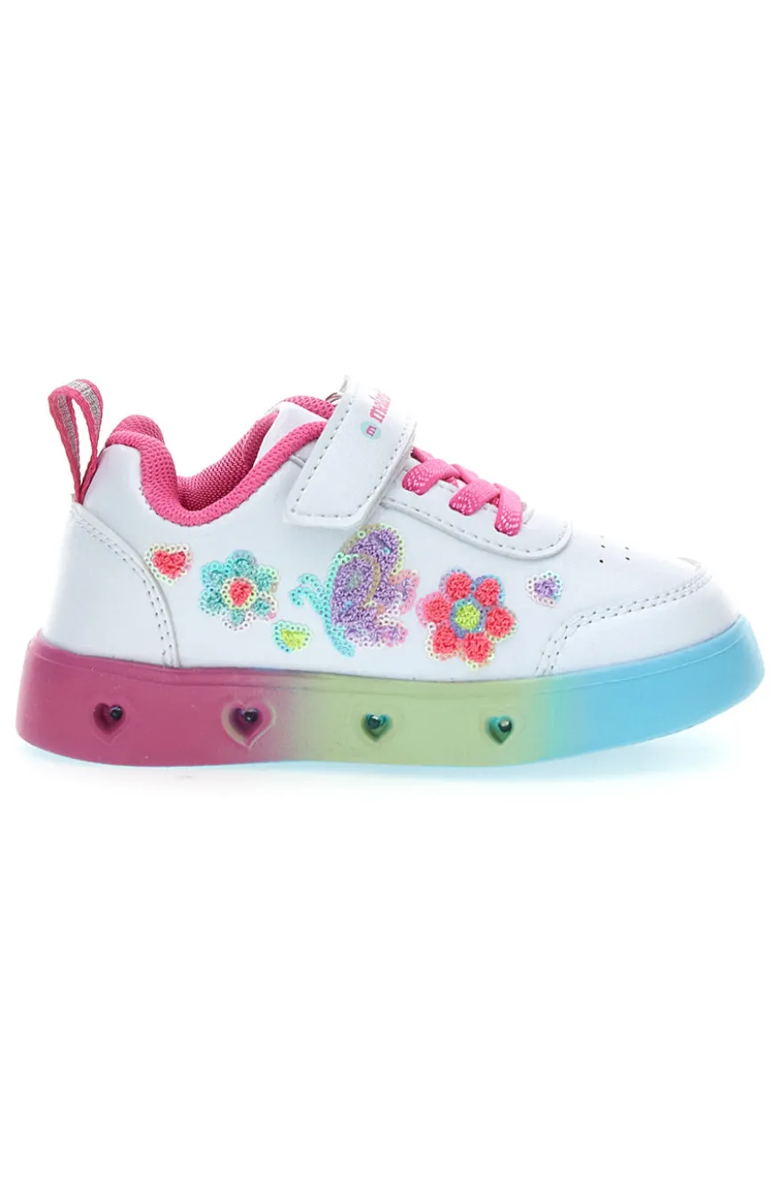 M-Kids MG25111 Weiße Turnschuhe mit mehrfarbigen Lichtern