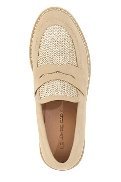 Mocassini beige con bocca di leone e Suola Bianca LE HAVRE PARIS KMD25S15G